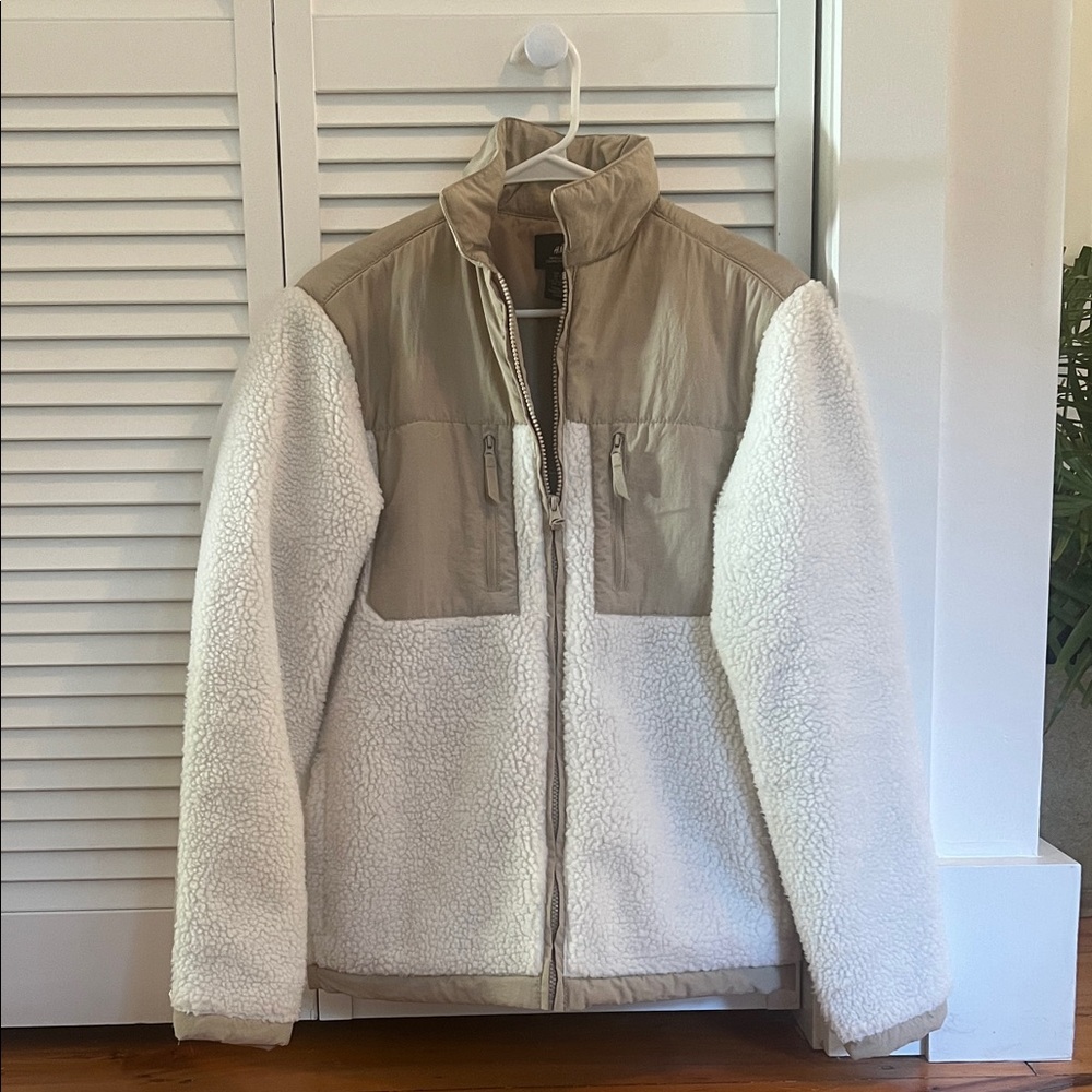 H& M White and Tan Sherpa Jacket